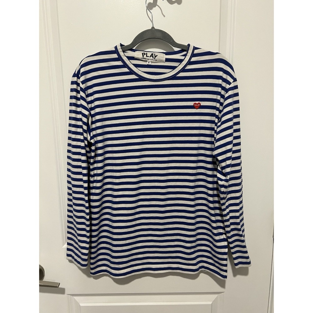 Comme des Garçons Play Long Sleeve Striped T-Shirt Navy/White Size Medium Womens